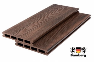 Пустотелая террасная доска дпк Bamberg Square 3D Natural, African Bubinga  — Black Deck